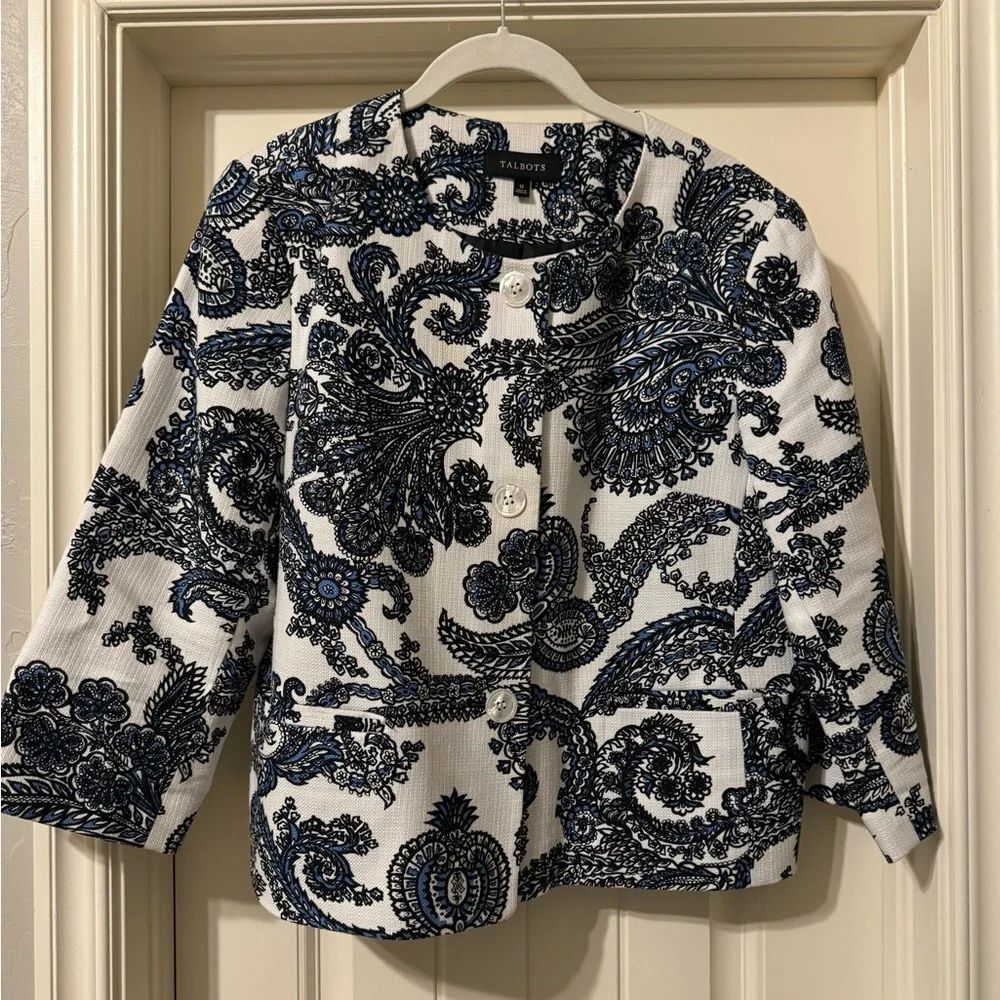 Talbots blazer size 12 black and cobalt blue.